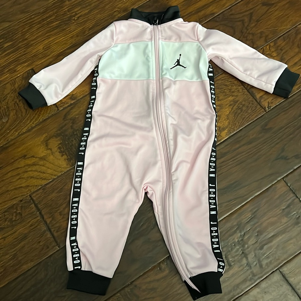 Jordan baby girl jumpsuit 12months pink and black